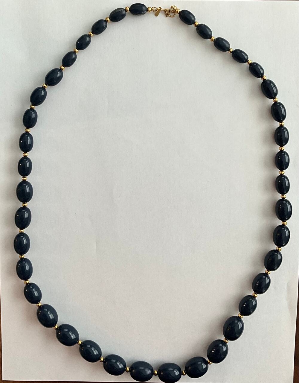 Vintage navy blue bead necklace